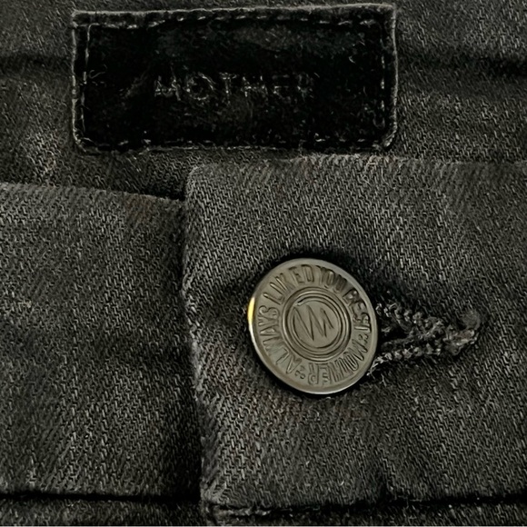 Mother High Waisted Looker Ankle Fray Black Guilty Glitter Racer Stripe Jeans 26 - Picture 13 of 16